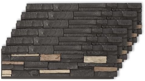 Faux Stone Wall Panels, 6 Pack PU Stone Veneer Panels, 44.9" L x 11.8" H x 1.8" by iPormis