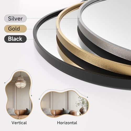 Hasipu 35"x24" Irregular Wall Mirror Gold Asymmetrical Mirror - Image 5