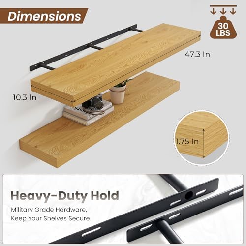 Heimlove Floating Shelves 47.2" W x 10.3" D Oak Set of 1 - Image 4