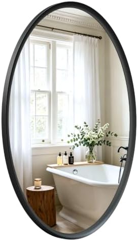 USHOWER Black Oval Bathroom Mirror, 24x36 Inch Oval Mirror by USHOWER