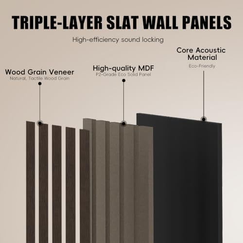 RITOLLO 6-Pack Wood Slat Wall Panels, 46.5 Sq Ft Coverage, Dark Walnut - Image 4