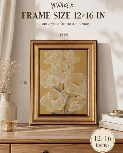 Gold Framed Wall Art, Vintage White Magnolia Flowers Line Canvas Prints - Image 2