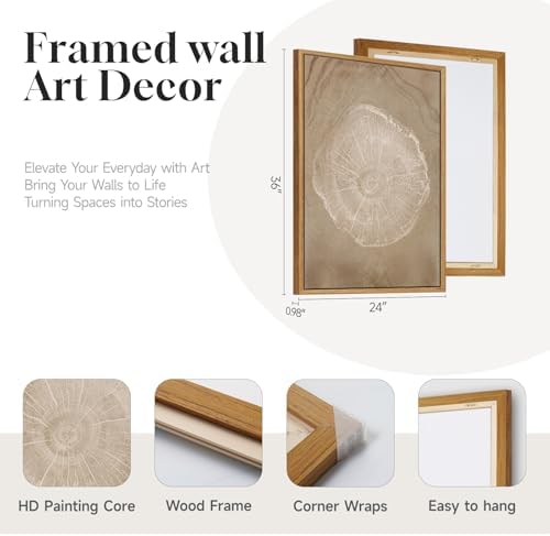 3 Piece Large Framed Neutral Tree Ring Wall Art - Image 7