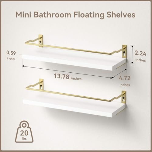 RICHER HOUSE Floating Shelves Bathroom, Small Wall Shelf Over Toilet 2 Set - Image 3