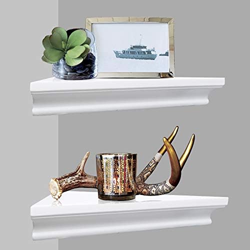 ZGZD White Corner Shelf Wall Mounted Storage Display Shelves - Image 4