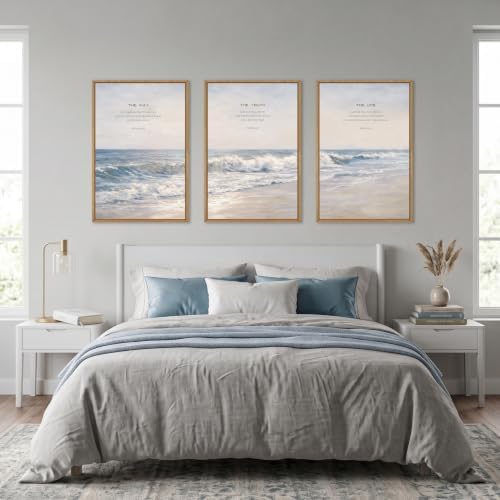 HOURIA The Way The Truth The Life Scripture Framed Canvas Wall Art Set - Image 5
