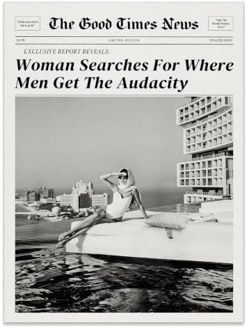 Black and White Newspapers Wall Art 12X16 in Unframed Women Searches by Unknown
