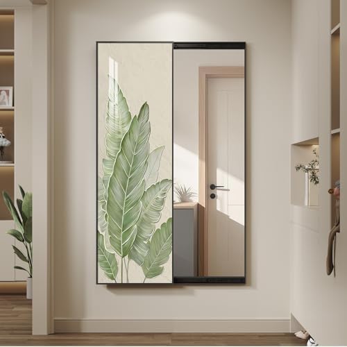 Framed Sliding Wall Mounted Green Full Length Mirror, Full Body Mirror by Cuspin
