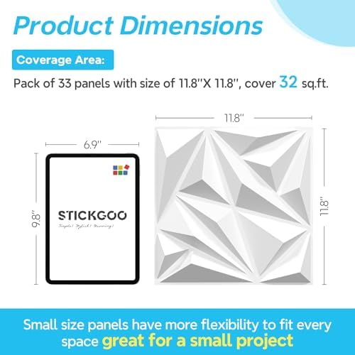 STICKGOO 3D Wall Panels Diamond, 33 Pack - Image 3