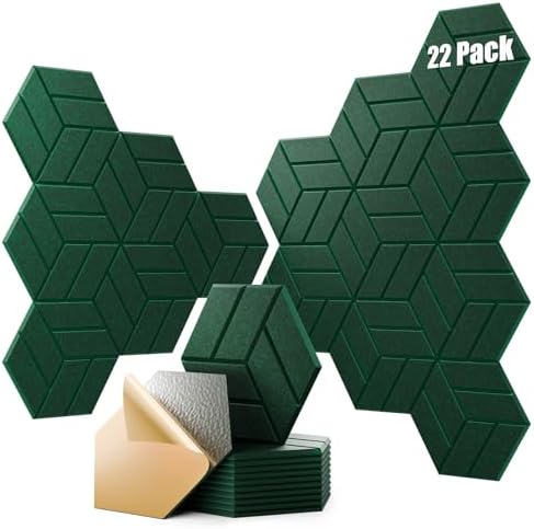 22Pcs Acoustic Panels with Self-adhesive, Hexagonal Soundproof Wall Panels High by OTUOER