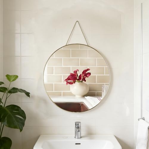 Funerom Gold Round Wall Mirror 15.4 Inches Circle Mirror Bathroom Mirrors - Image 3