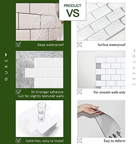 STICKGOO 10-Sheet Backsplash Peel and Stick Subway Tile, Self Adhesive Vinyl - Image 5