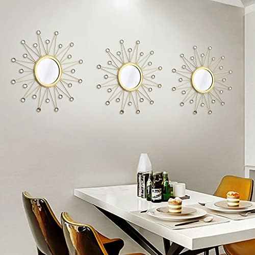 Uaussi 3 Pack Crystal Sunburst Wall Mirror Décor Rhinestone Mirrors Decorative - Image 5
