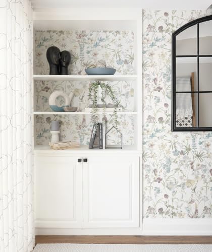 Blue Floral Peel and Stick Wallpaper Boho Leaf Self Adhesive Wallpaper - Image 3