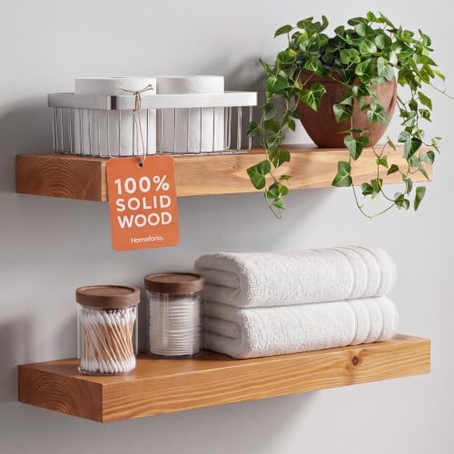 Homeforia 20 Inch Floating Shelves, High-End Solid Pine Wood by Homeforia