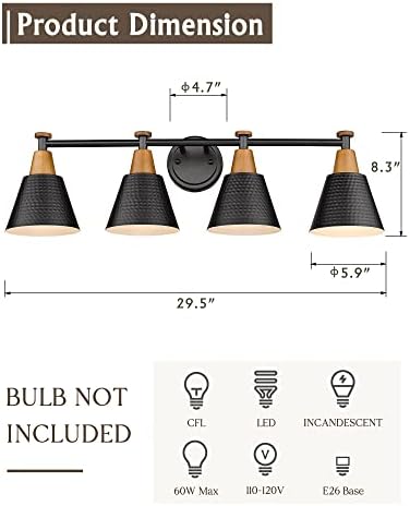 FEMILA Bathroom Vanity Light, 4-Lights Bathroom Light Fixtures Over Mirror - Image 2