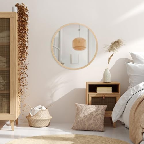 JJUUYOU Large Round Mirrors for Wall Circular Mirror for Bathroom 24 Inc Wood - Image 4