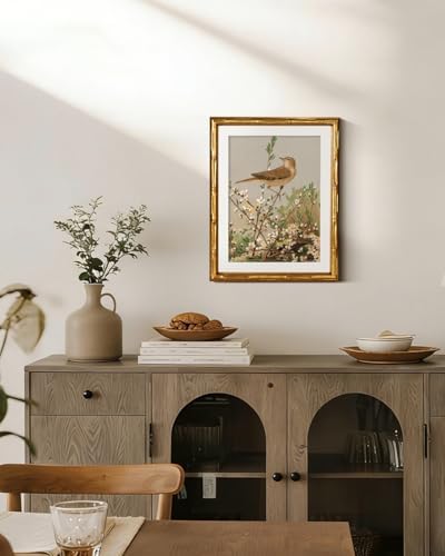 InSimSea Gold Bamboo Framed Wall Art, Spring Bird on Branch Prints - Image 4