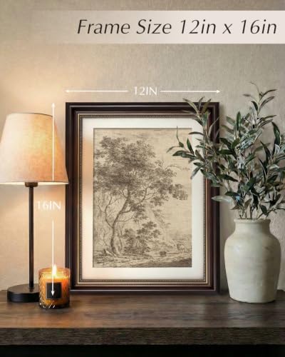 VIYYIEA Vintage Wall Art, Rustic Sketch Oak Tree Landscape Prints 12×16 in - Image 3