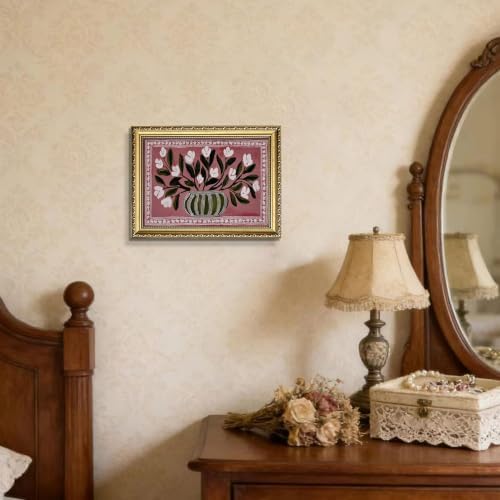 Gold Framed Vintage Floral Wall Art, Retro Vase White Flower Print - Image 7