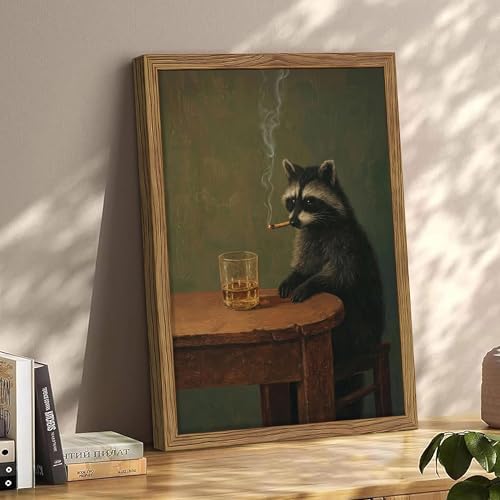 Framed Vintage Raccoon Wall Art, Moody Raccoon Canvas Prints, Funny Dark - Image 6