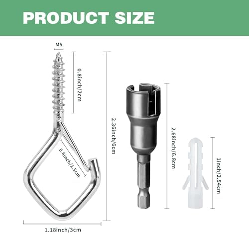 Ceiling Screw Hooks for Hanging Plants, Safety Buckle - Image 2