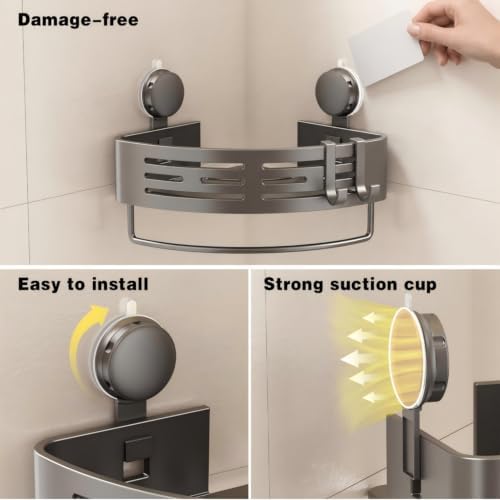 VOLPONE Corner Shower Caddy Suction Cup Shower Shelf Corner No Drilling - Image 3