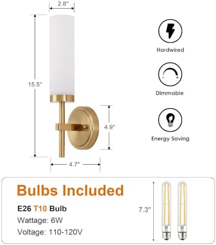 Wall Sconces Set of Two, Bathroom Sconces Wall Lighting LED Vanity Lights - Image 4