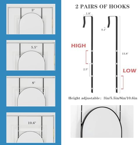 DMWOODFL Arched Over The Door Mirror 50x16 Full Length Hanging Mirror - Image 4