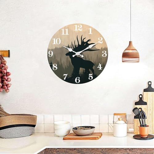 XFM Rustic Cabin Deer Wall Clock 10 Inch Farmhouse - Image 2