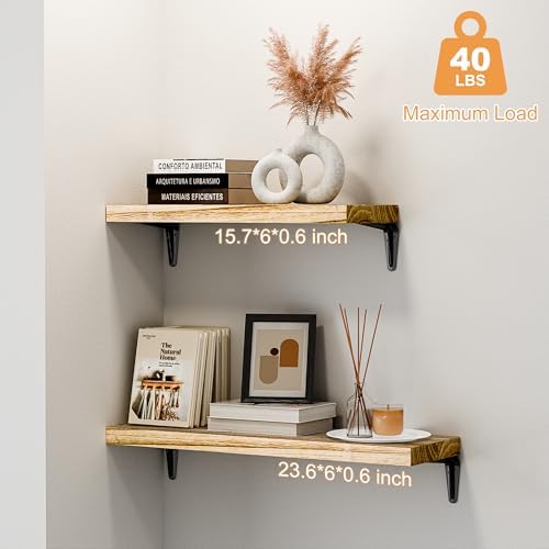 SKYSEN Floating Shelves for Wall Set of 6, 23.6in Wood Wall Shelf for Decor - Image 4