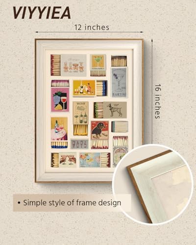 VIYYIEA Framed Matchbox Wall Art Retro Cocktail Painting, 12x16 Inch - Image 5