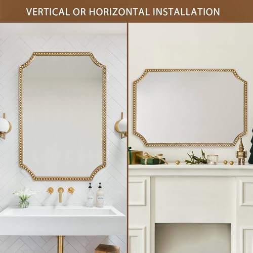 30"x40" Mirror for Wall, Full Scalloped Corners Rectangle Decorative Mirror - Image 2