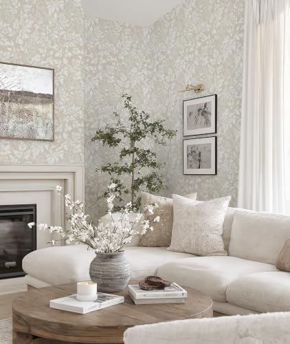 Peel and Stick Wallpaper Beige Neutral Boho Contact Paper 17.3" x 197" Leaf - Image 6