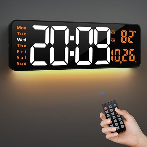 LEIKE 16.2" Digital Wall Clock – RGB, Dual Alarm, Auto-Brightness by LEIKEWALLCLOCK
