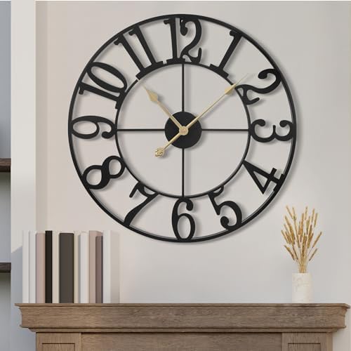 1st owned Wall Clock 24 Inch Round Large Indoor Wall Clocks Battery Operated by Wallclockdecor