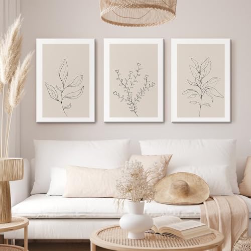 Botanical Wall Art Decor Neutral Wall Decor Boho Beige Canvas Wall Art - Image 4