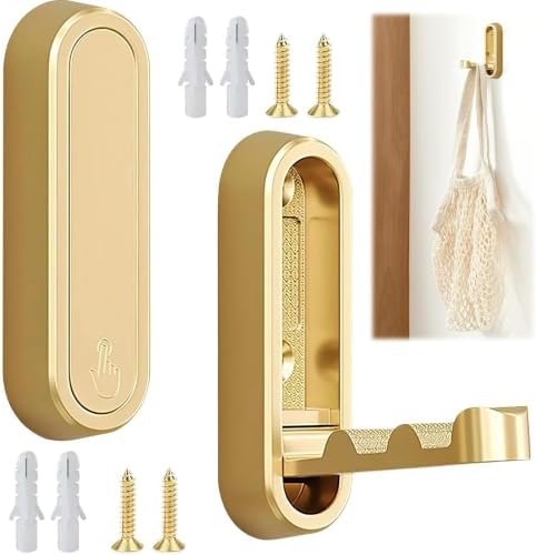 2 Pack Gold Foldable Wall Hooks by Unknown