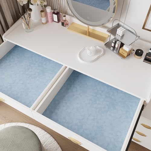 VEELIKE Self Adhesive Mottled Velvet Fabric Light Blue Felt Drawer Liner - Image 4