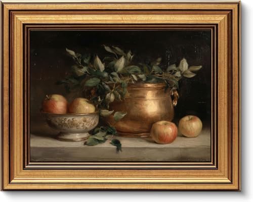Gold Framed Wall Art, Vintage Apple Still Life Canvas Prints, Classical by YDNAKLX