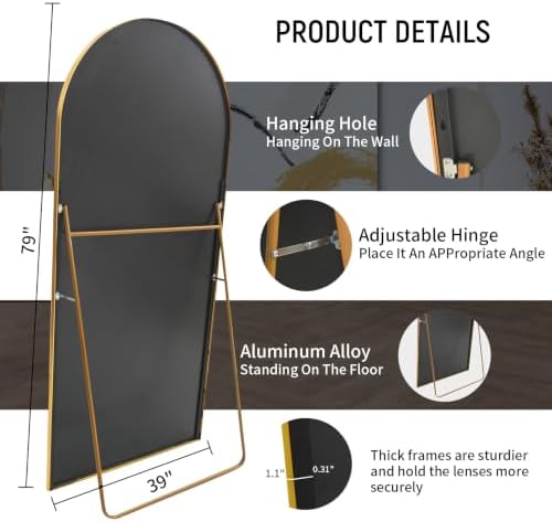 Beauty4U 79" x 39" Arched Full Length Mirror - Image 2