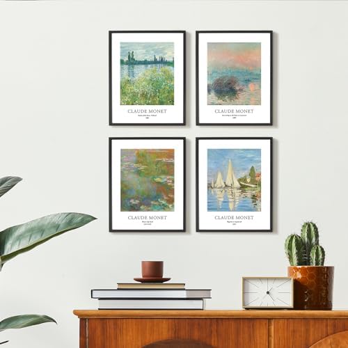 EVOLE HOME Claude Monet Giclee Art Prints Set of 4, 8x10 Unframed Seine Water - Image 2
