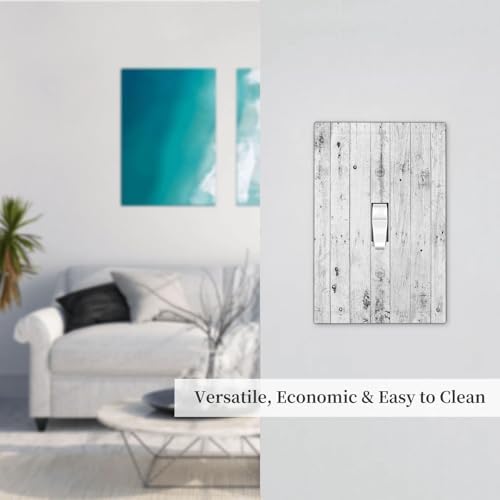 Decorative Light Switch Cover Rustic White Grey Wood Grain 1 Gang Single Toggle - Image 7