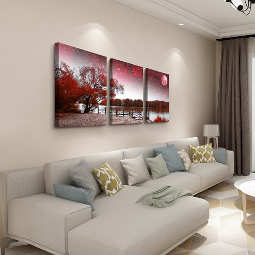Lapremoly Red Tree Abstract Landscape Wall Paintings Canvas Wall Art - Image 2
