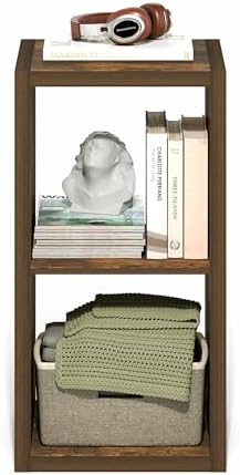 Furinno Cubicle 2-Cube Book Shelf, Extra Thick Frame Bookshelf, Amber Pine - Image 7
