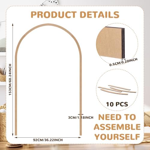 Novabright Unfinished Wood Arch Trim, 60 x 36 Inch - Image 2