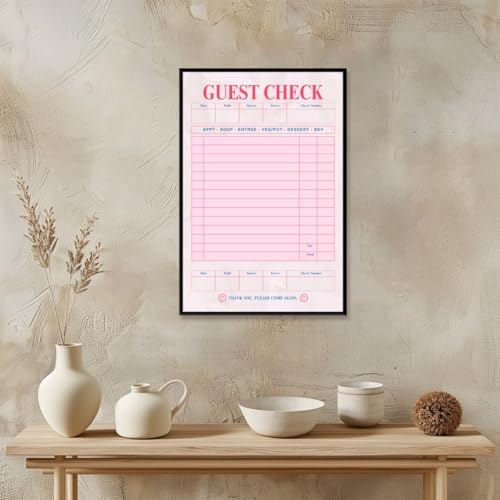 Pink Blank Guest Check Poster Trendy Retro Art Print Vintage Style Wall Art - Image 4