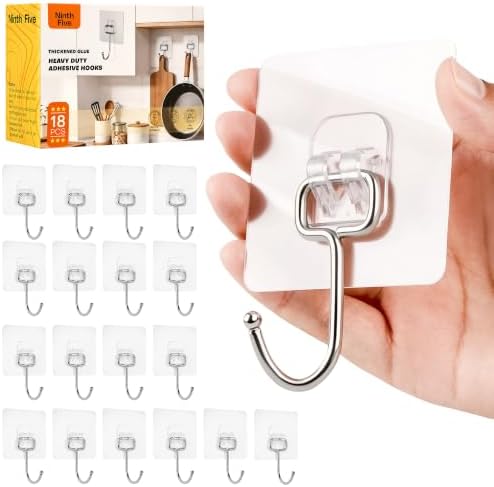 Ninth Five 18 Pack Large Adhesive Wall Hooks by NinthFive