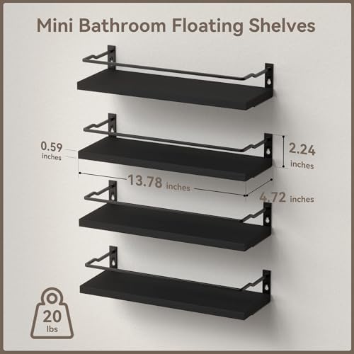 RICHER HOUSE Floating Shelves Bathroom, Small Wall Shelf Over Toilet 4 Set - Image 3