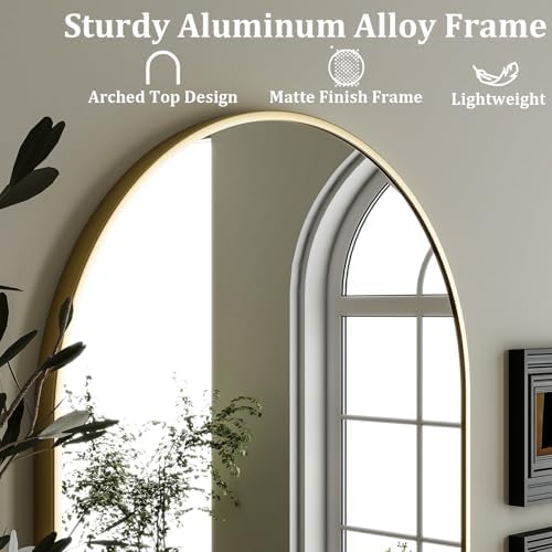 HARRITPURE Arched Wall Mirror 26"x38" Gold Arch Bathroom Vanity Mirror - Image 4
